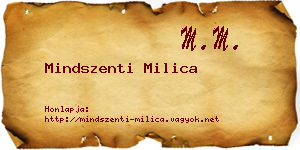 Mindszenti Milica névjegykártya